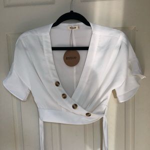 White Wrap Crop Top